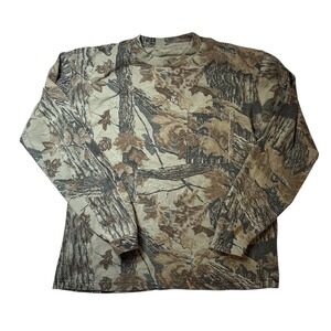 Vintage Retro Mens Real Tree Camouflage T-shirt Long Sleeve